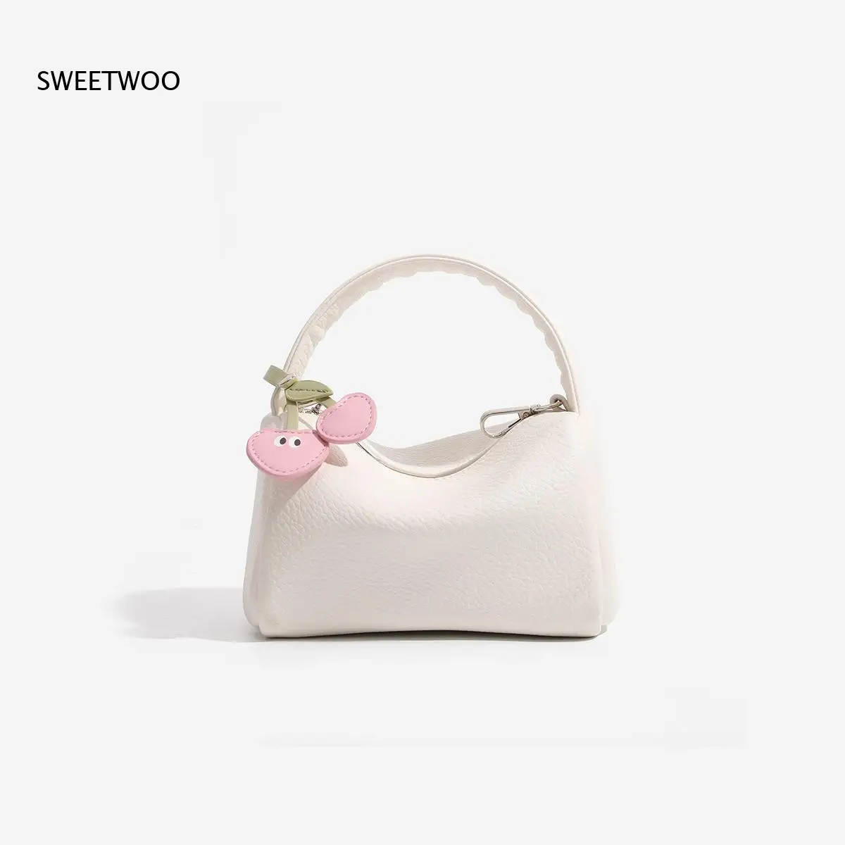 Cute Cartoon Fruit Mini Top Handle Bag Cherry Apple Banana Decor Pendant Pebble Faux Leather Small Zipper Handheld Purse view 3