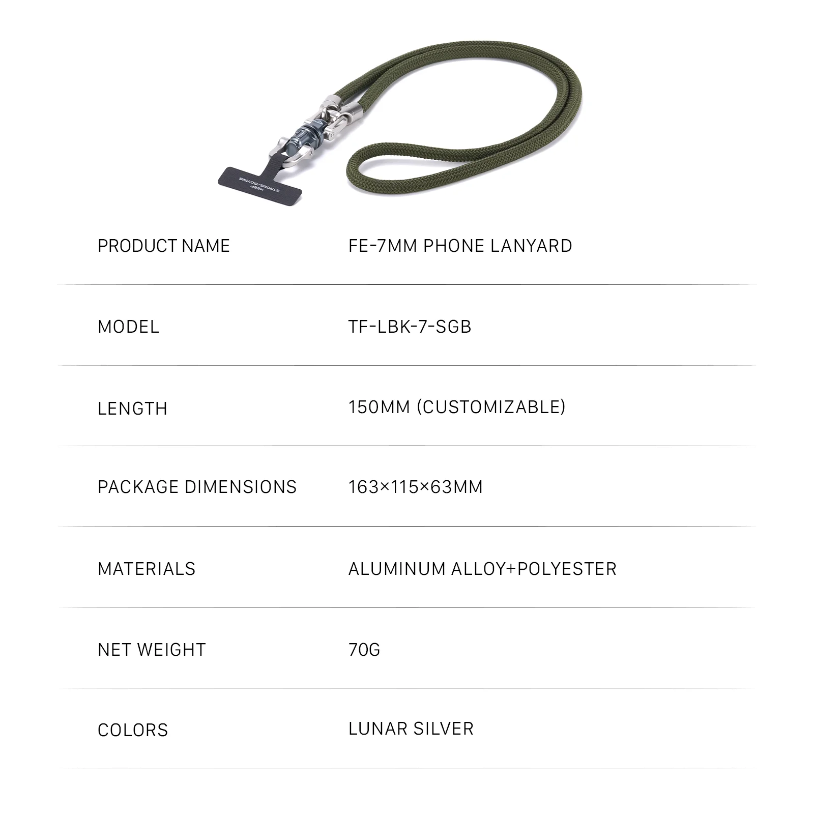 TILTA Fe Lanyard en Buckle Kit (7 mm) Compatibel met de meeste smartphoneshoesjes Khronos Ecosystem