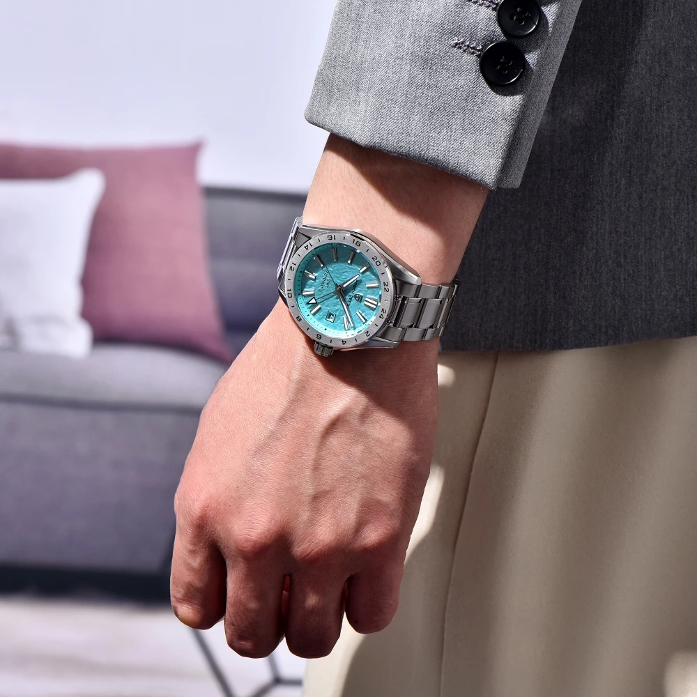 파가니 디자인 2025 신제품 39mm 사막 텍스처 럭셔리 남성 시계 GMT 사파이어 글래스 자동 기계식 비즈니스 시계 남성용