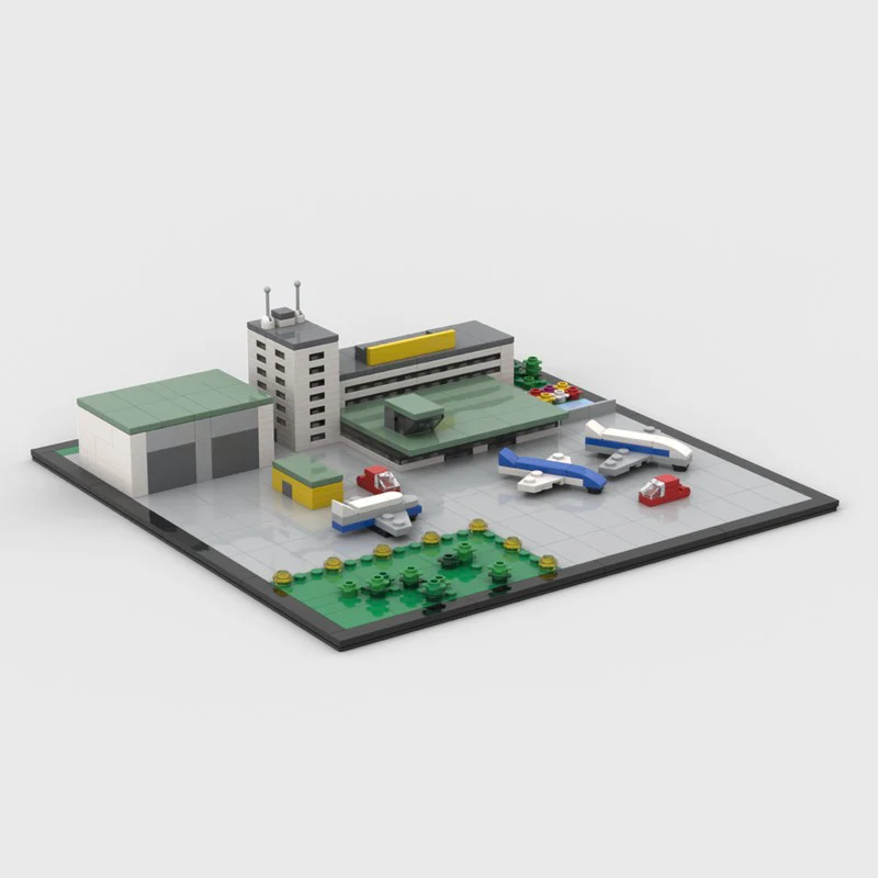 City Street View Model MOC Building Bricks Largest Airport Modular Technology Gifts Holiday Assemble Children Toys Suit