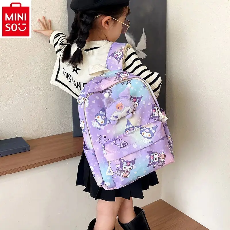 MINISO Sanrio Cartoon Hello Kitty Kuromi Printed Large Capacity backpack with minimalist waterproof student fashion backpack