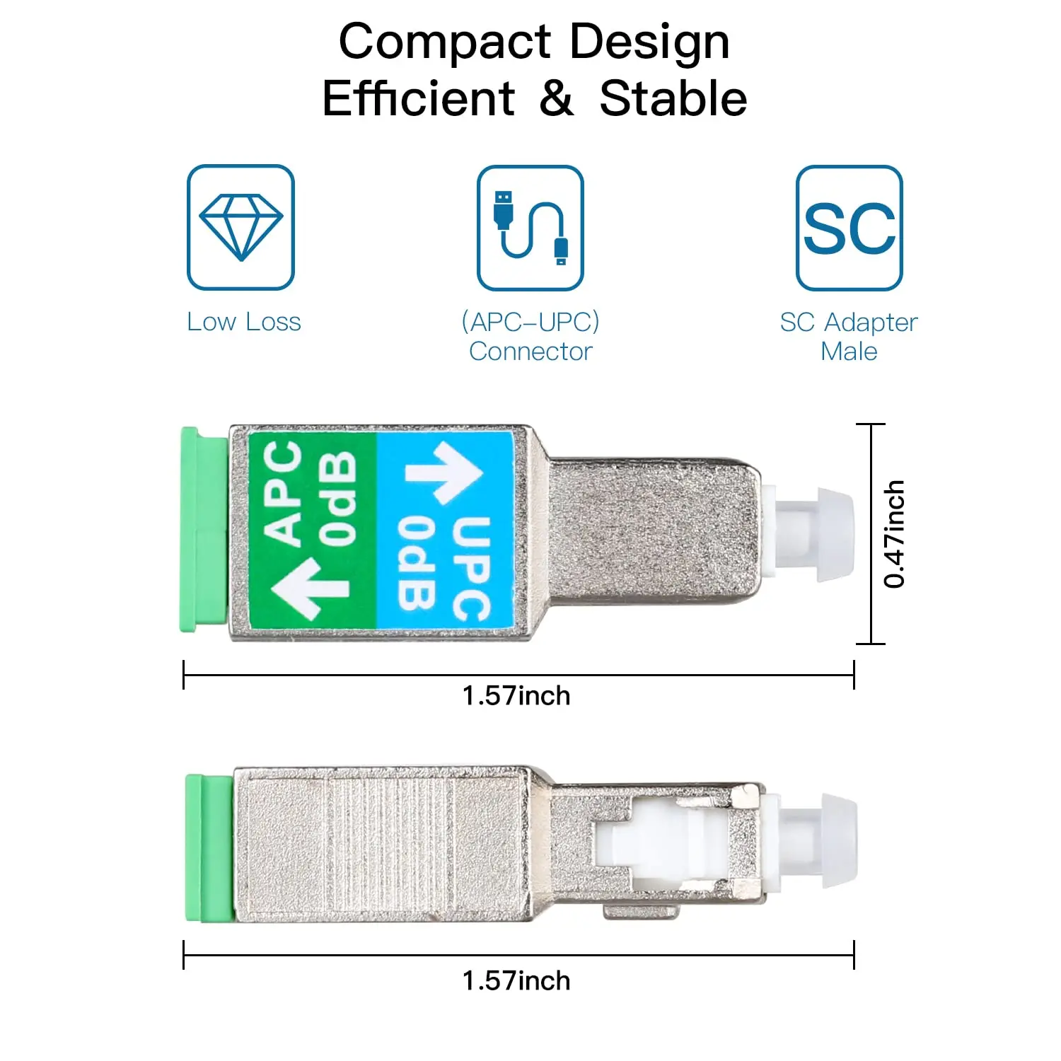 Fiber Optic Adapter APC/UPC SC Male to APC/UPC SC Female 0dB Attenuator Single-mode 1200nm-1600nm Converter Fiber Connector