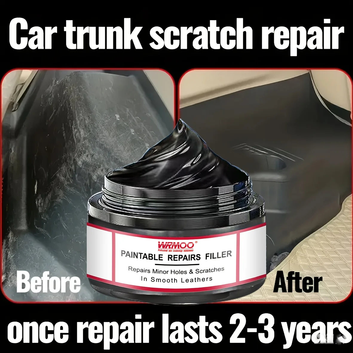 All-in-One Car Interior & Exterior Scratch Remover Wax -Plastic & Restorer with Gloss Finish Tire Protectant & Yellowing Repair