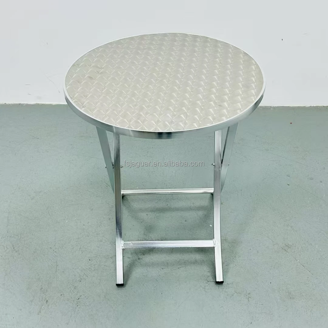 

Modern Foldable Aluminum Metal Table Stack-Able Chair Durable Dining Table for School Entry Villa Basement Farmhouse Gym Camping