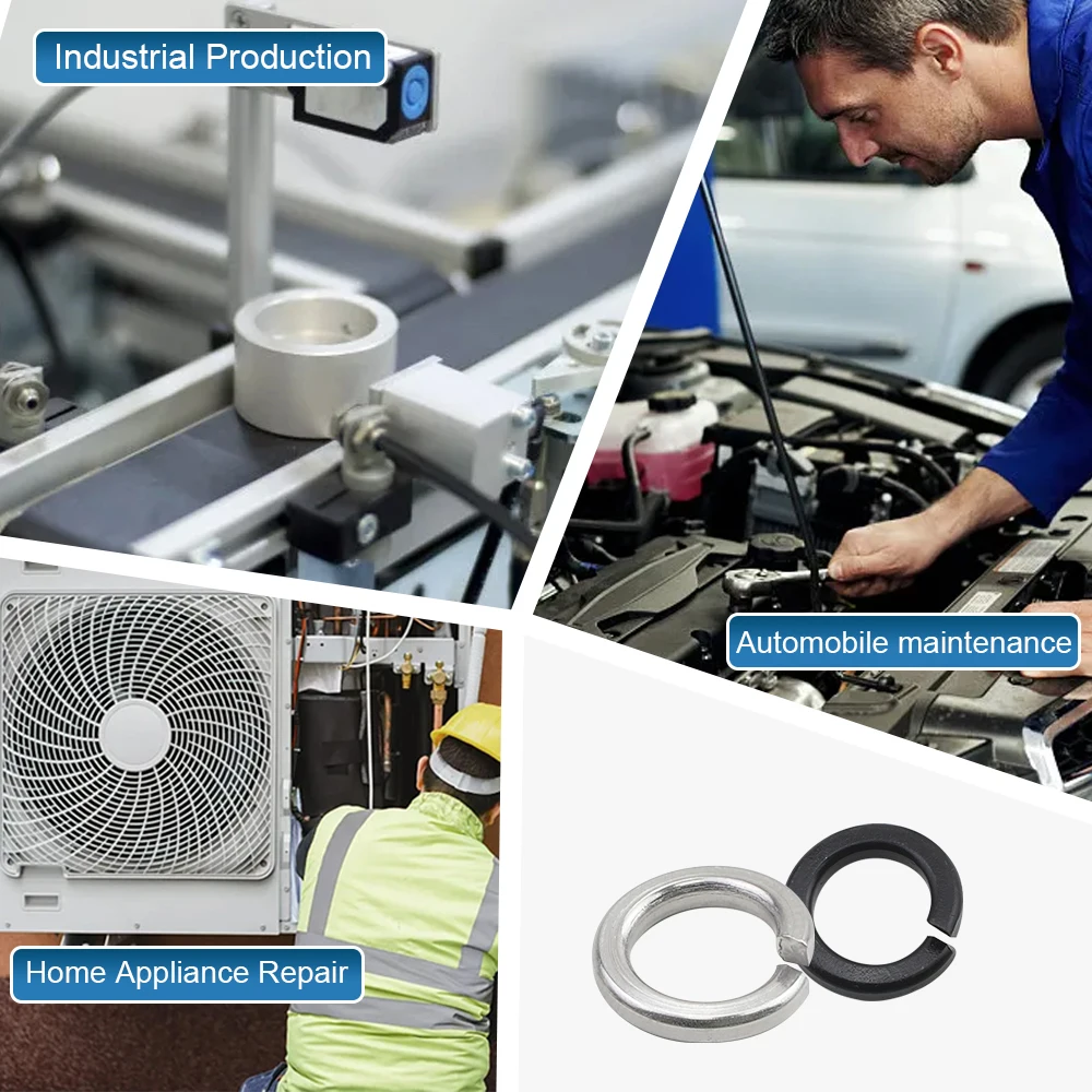 HOWSHENG 2-100 pezzi rondella di bloccaggio a molla M2 M3 M4 M5 M6 M8 M10 M12 M14 M16 M18 M20 rondella di bloccaggio divisa in acciaio al carbonio in acciaio inossidabile