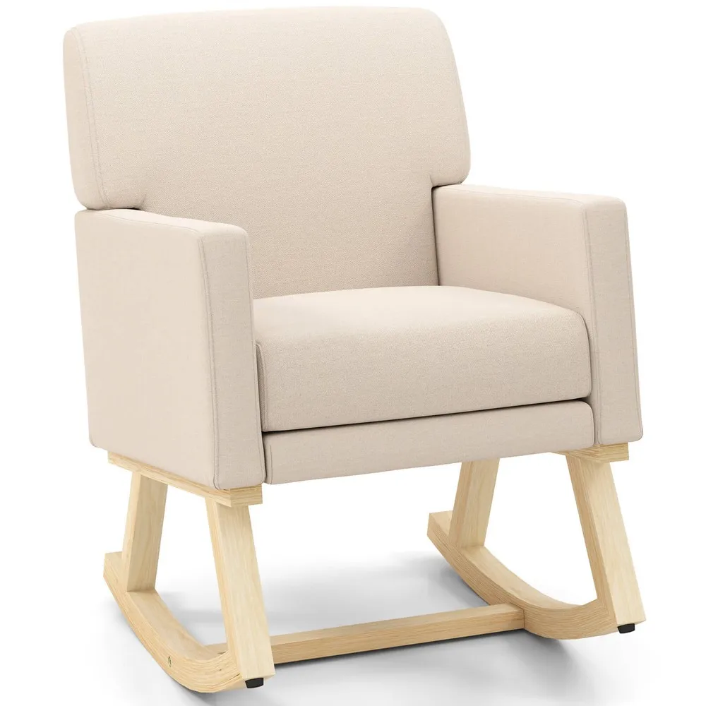 Mecedora moderna, mecedora tapizada para sala de estar, dormitorio, color beige