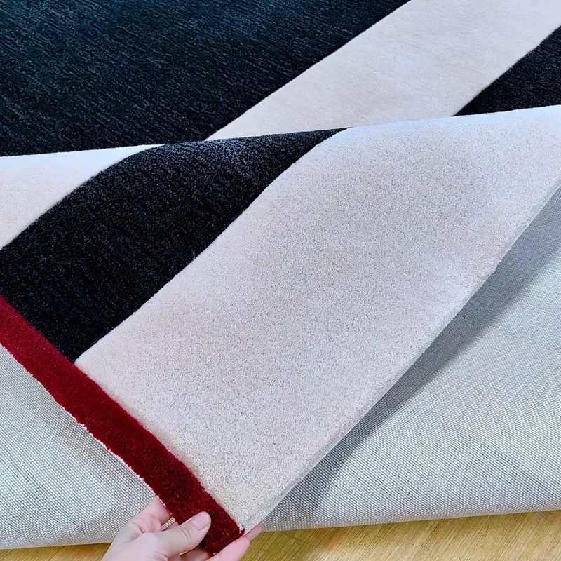 Custom Geometric High Pile Tufted Carpet Polyester Cheap Personalized Logo Handmade Rugs for Modern Office Hotel Reception