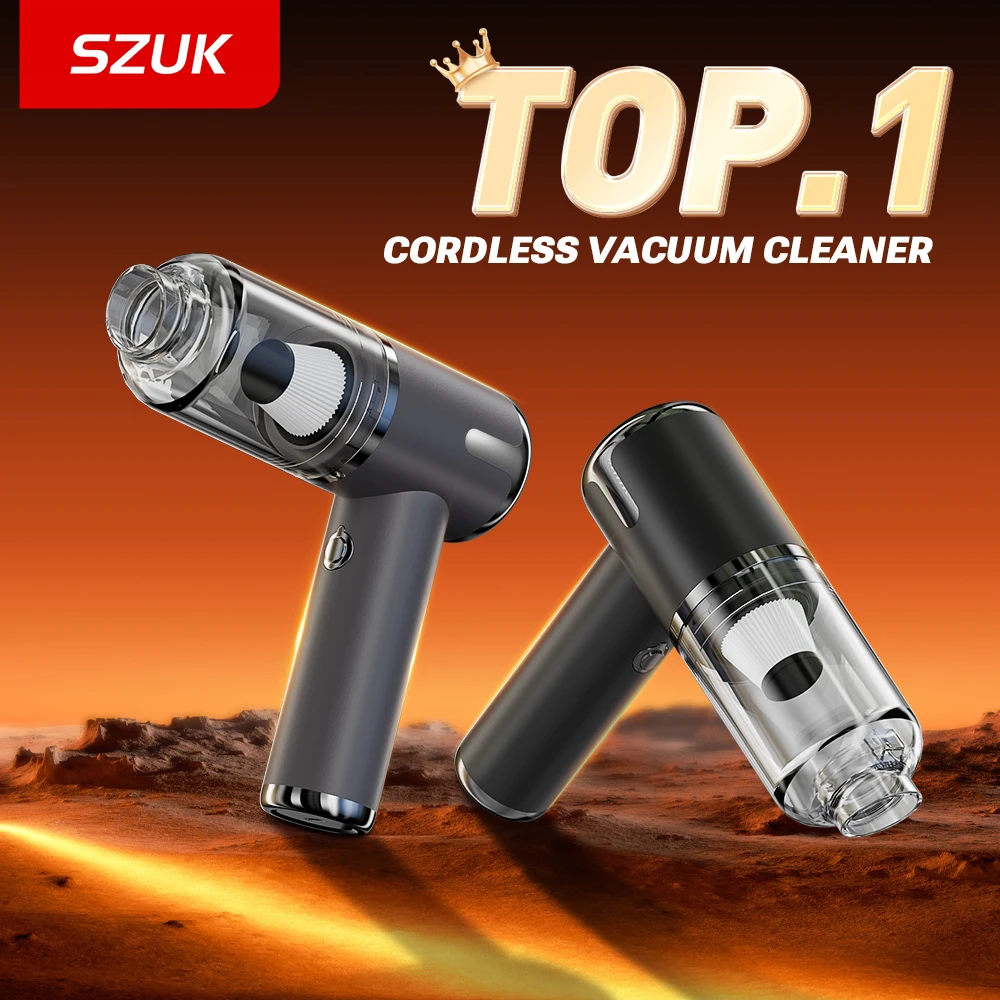 Aspiradora de Coche SZUK Mini, Aspiradora de Mano Inalámbrica con Fuerte Succión, Potente Aspiradora Portátil Inalámbrica para Coche