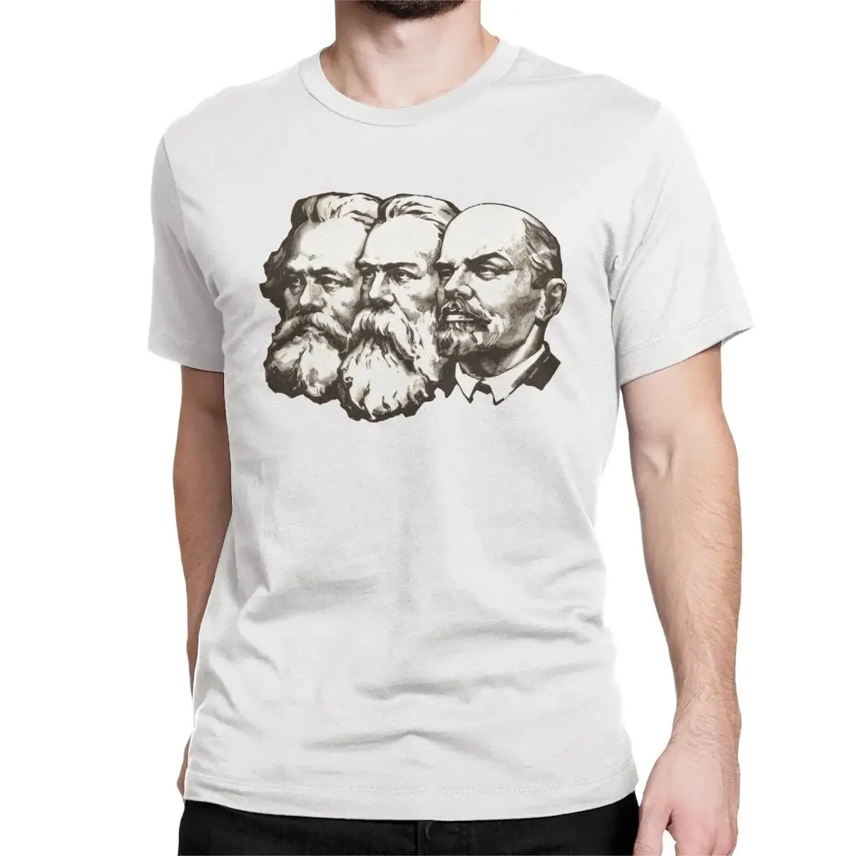 Men T-Shirt Marx Engels And Lenin The Soviet UnionTshirt Vintage Cotton Communist Communism Ussr Comrades