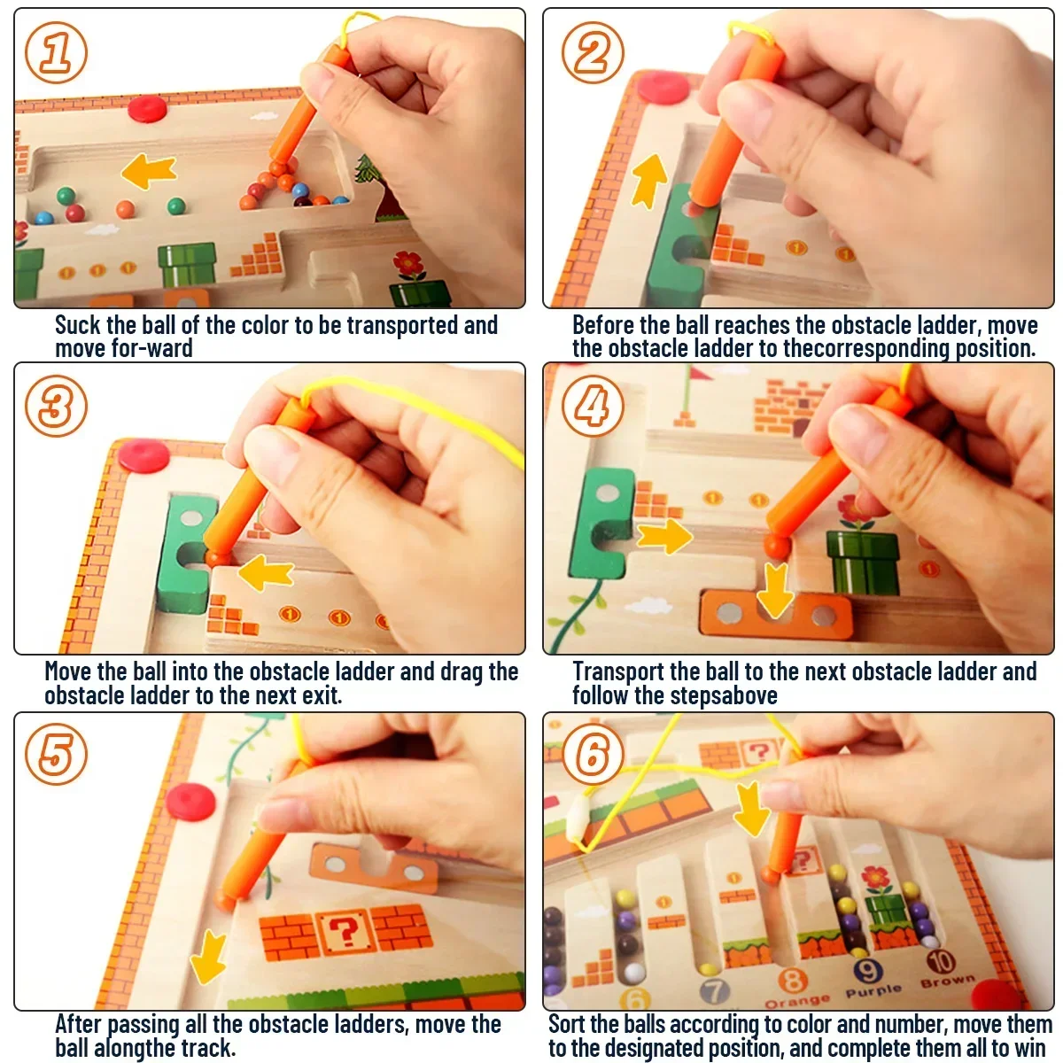 Juguetes Montessori, cuentas coloridas de madera, laberinto de números, juegos a juego, juegos educativos para bebés y niños, regalos de juego de reconocimiento de Color