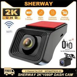 2K Dual Lens Dash Camera WiFi Car DVR HD1080p Dash Cam 24H Parking Monitor Night Vision Car Driving Video Recorder for All Cars
