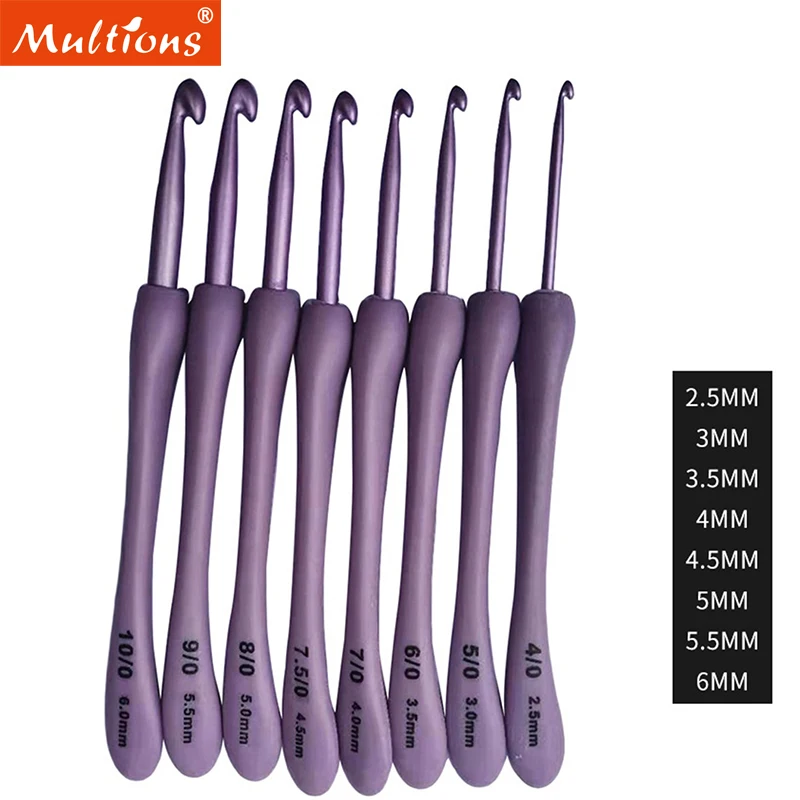 

8Pcs Plastic Handle Aluminum Crochet Hooks Set Ergonomics Weave Knitting Needles Hooks For Sewing Crafts Stitching DIY 2.5-6.0mm