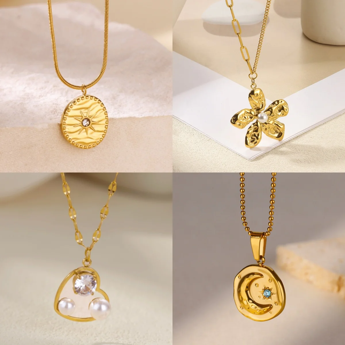 Sweet Heart Imitation Pearl Damen-Anhänger-Halsketten, goldfarben, Party-Schmuck-Halskette, kostenloser Versand