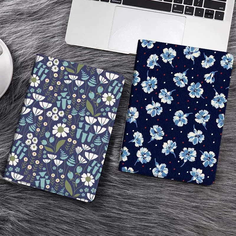 

Cartoon Floral Blue Pattern Tablet Case For Samsung Galaxy Tab S7 S8 S9 S10 FE Lite Gift