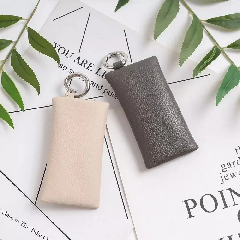 Новый кошелек для монет из натуральной кожи, однотонная сумка для хранения на молнии, маленькая сумка для ключей