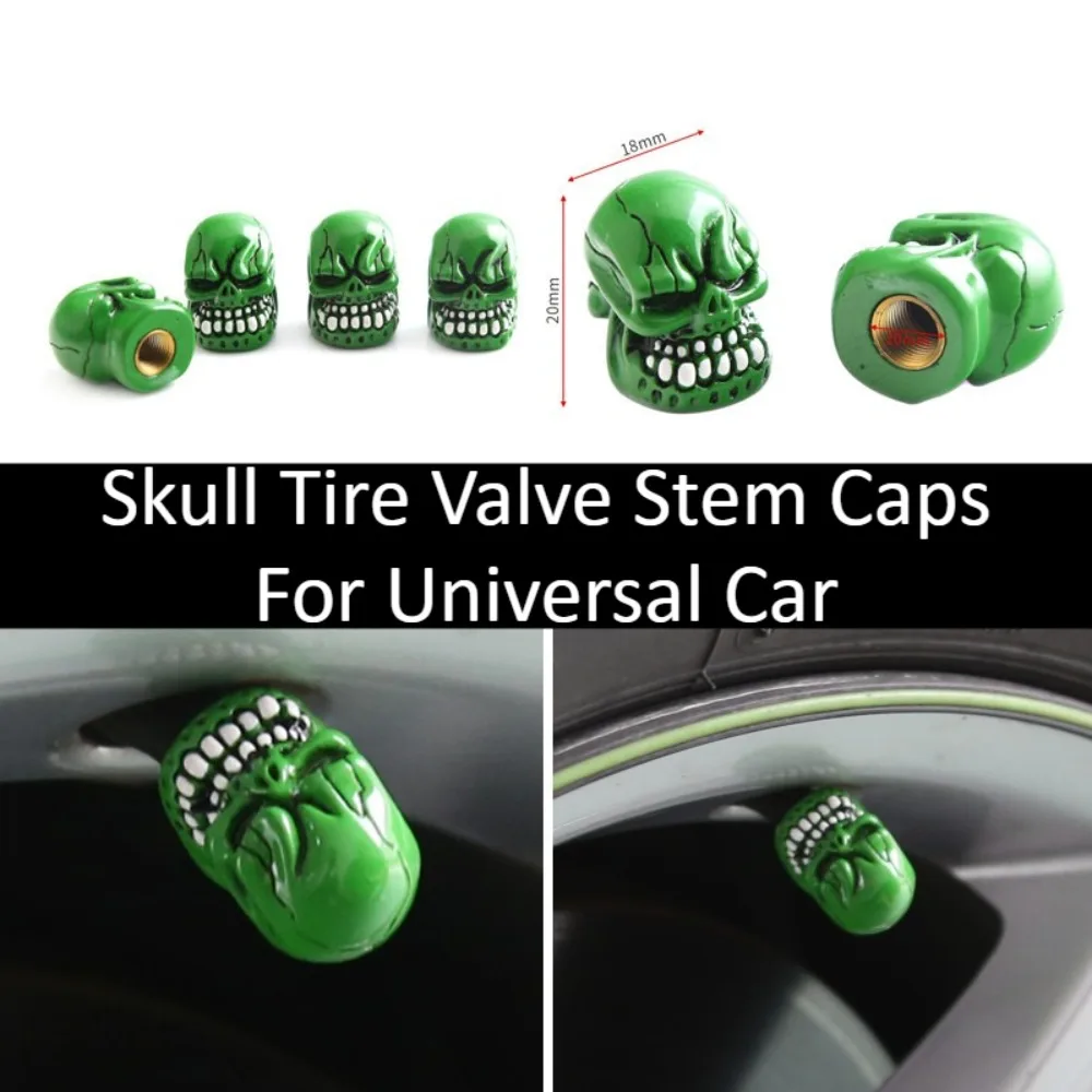 Skull Tire Valve Stem Caps For Universal Car Motorcycle Bicycle Resin Wheel Air Valve Cover Auto Styling Accessories Decor Parts