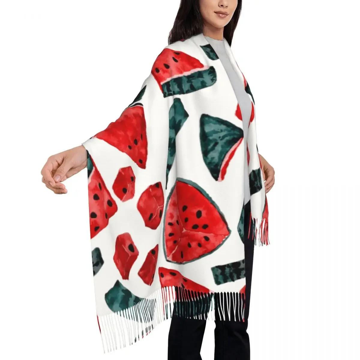 Watercolor Watermelon Slices Womens Warm Winter Infinity Scarves Set Blanket Scarf Pure Color