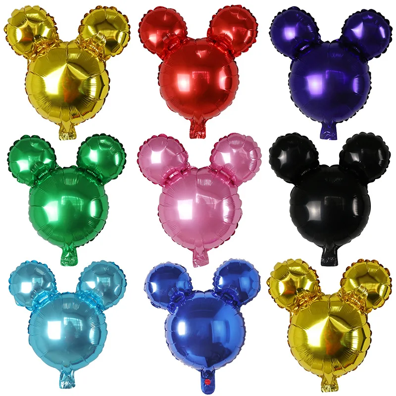 10pcs 40X40CM Mickey Minnie Mouse Head Aluminum Foil Balloon Baby Shower Birthday Party Decoration Kids Toys Supplies Air Globos