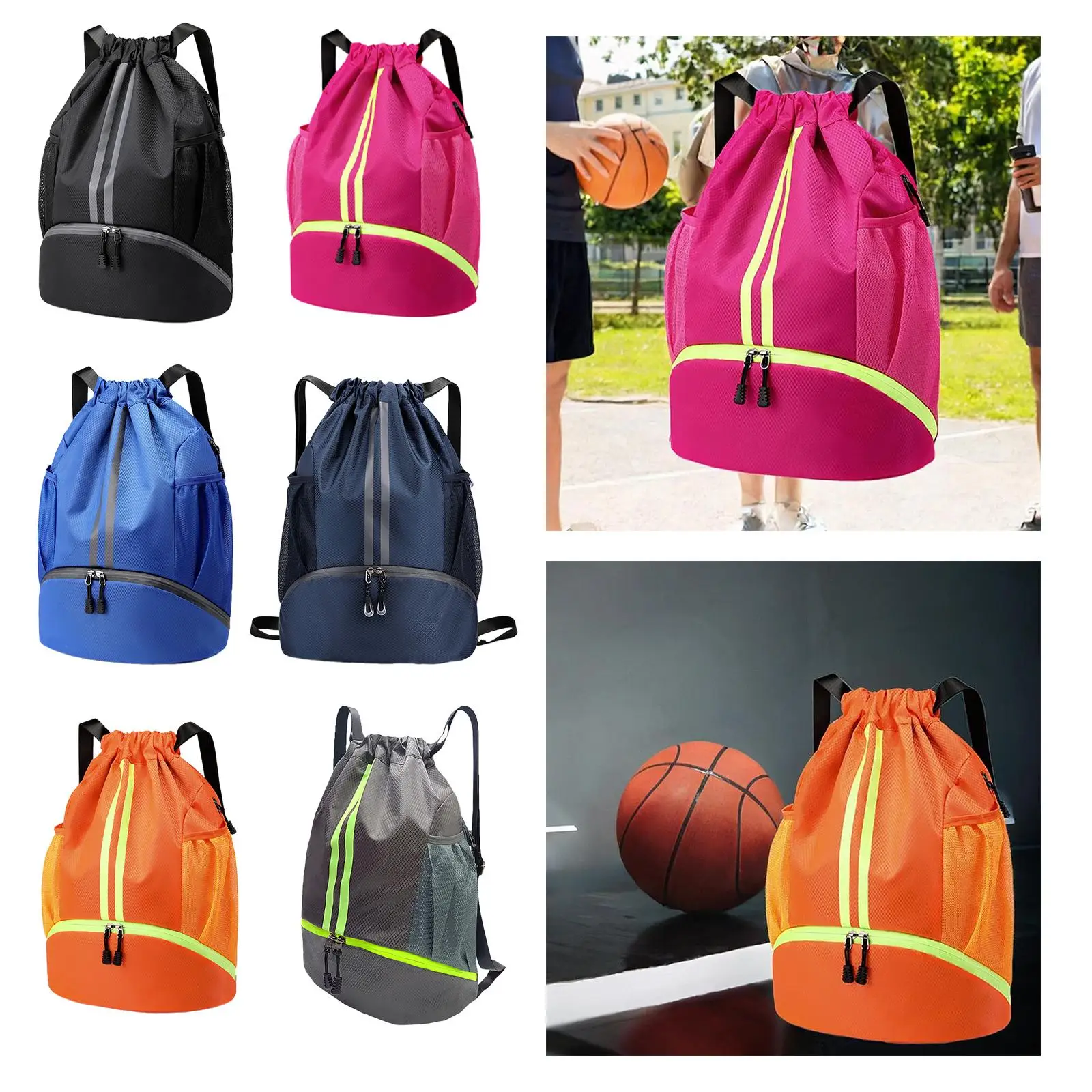 Drawstring Backpack Large Capacity Basketball Bag for Hiking Casual Travel