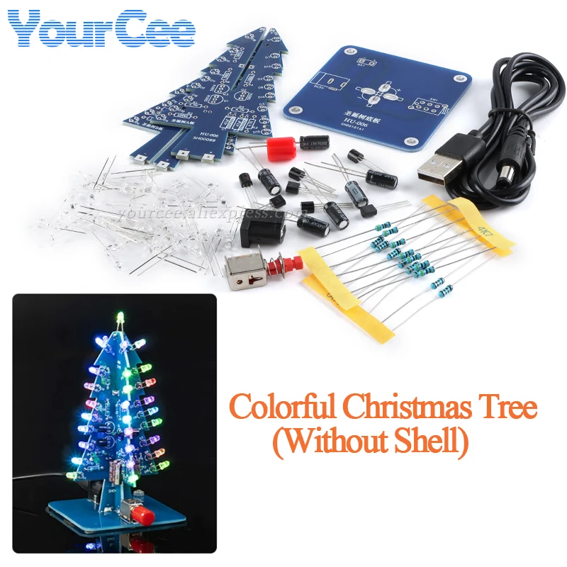 3D Christmas Tree Three-Dimensional LED DIY Kit Red/Green/Yellow LED Flash Circuit Electronic Fun Suite