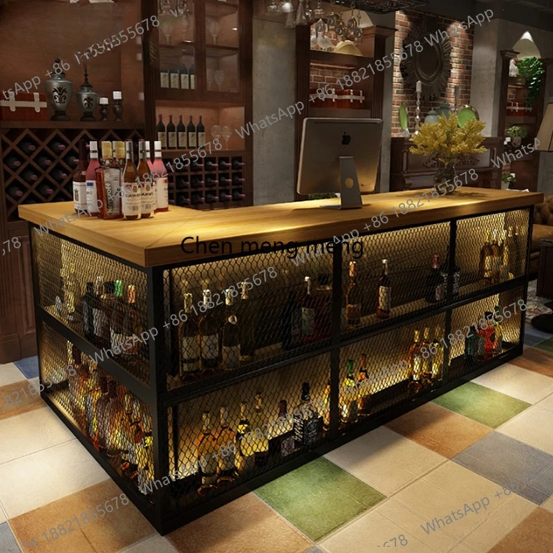 Retro industrial style bar bar table checkout page corner restaurant hot pot restaurant barbecue shop counter wrought iron