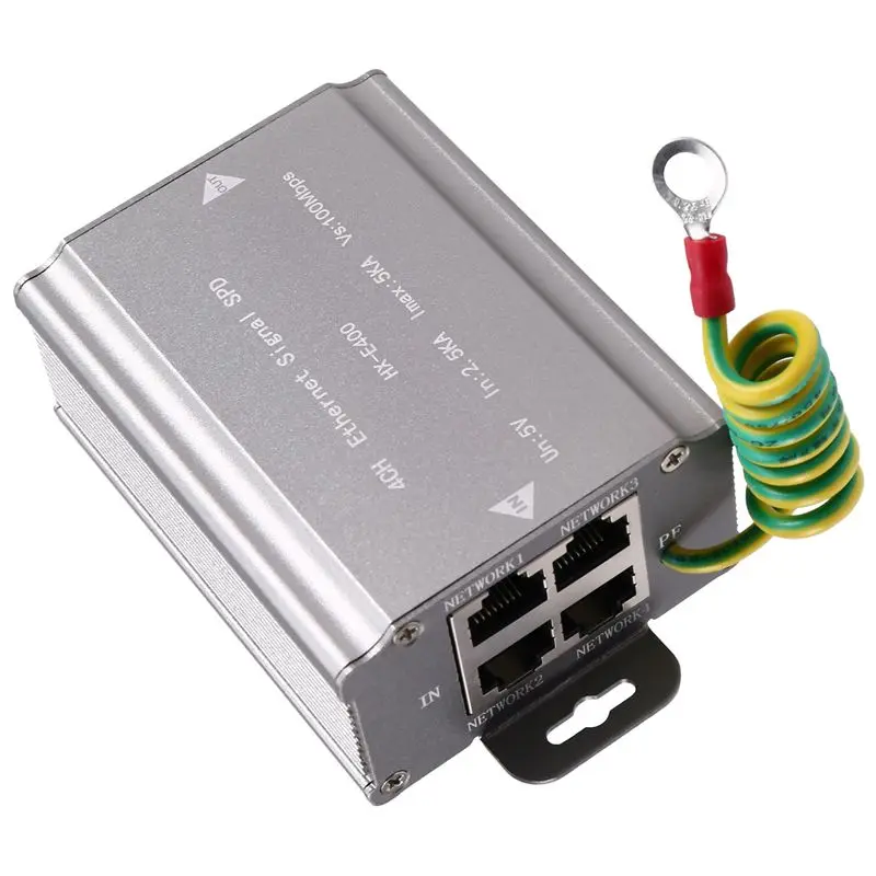 AU61-Multi-Port Monitoring Surge Protector 4 Ports 100M Network Cable RJ45 Camera Thunder Signal Lightening Arrester