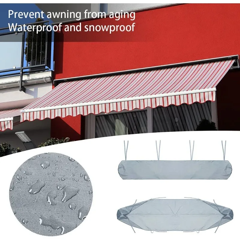3m Retractable Outdoor Patio Awning Oxford Fabric Waterproof Dustproof Sunshade