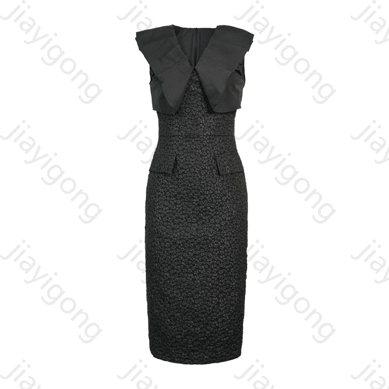 فساتين سهرة برقبة على شكل حرف V سوداء بدون أكمام فستان المشاهير الأنيق الرائع عالي الجودة للحفلات الراقصة للنساء حسب الطلب #3