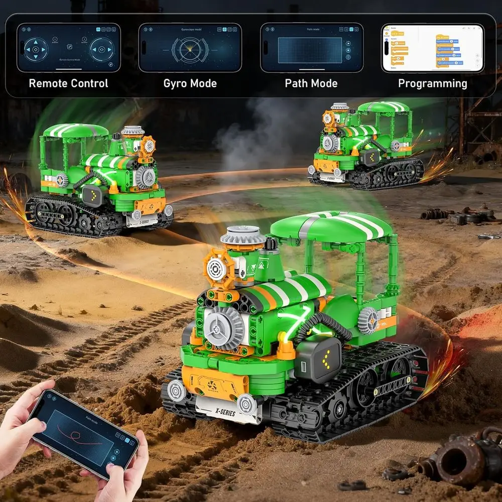 Kit robot STEM de 6 à 14 ans : jouets de construction 5 en 1 à distance et contrôlés par application avec 732 pièces pour garçons et filles