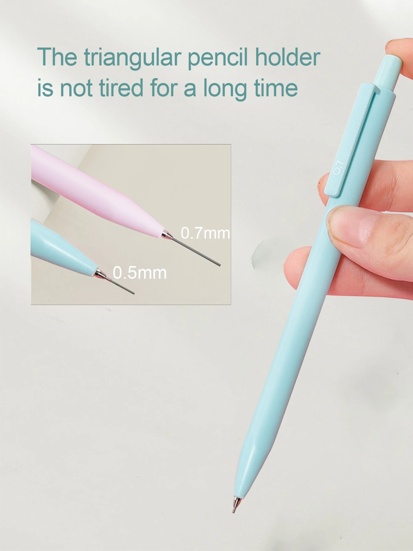 Niedliches pastellfarbenes Druckbleistift-Set, 0,5 mm und 0,7 mm, zwei Größen für präzises Schreiben, Kunstzeichnen, Skizzieren, Schulbedarf für Mädchen – Detail 7