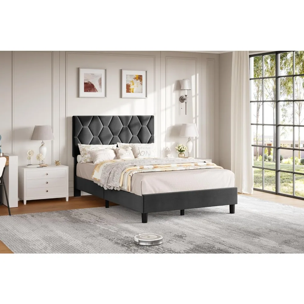 

Каркас кровати GAOMON Grey Twin XL с мягким изголовьем, сверхпрочный каркас кровати-платформы с прочными деревянными планками, без коробчатой пружины Ne