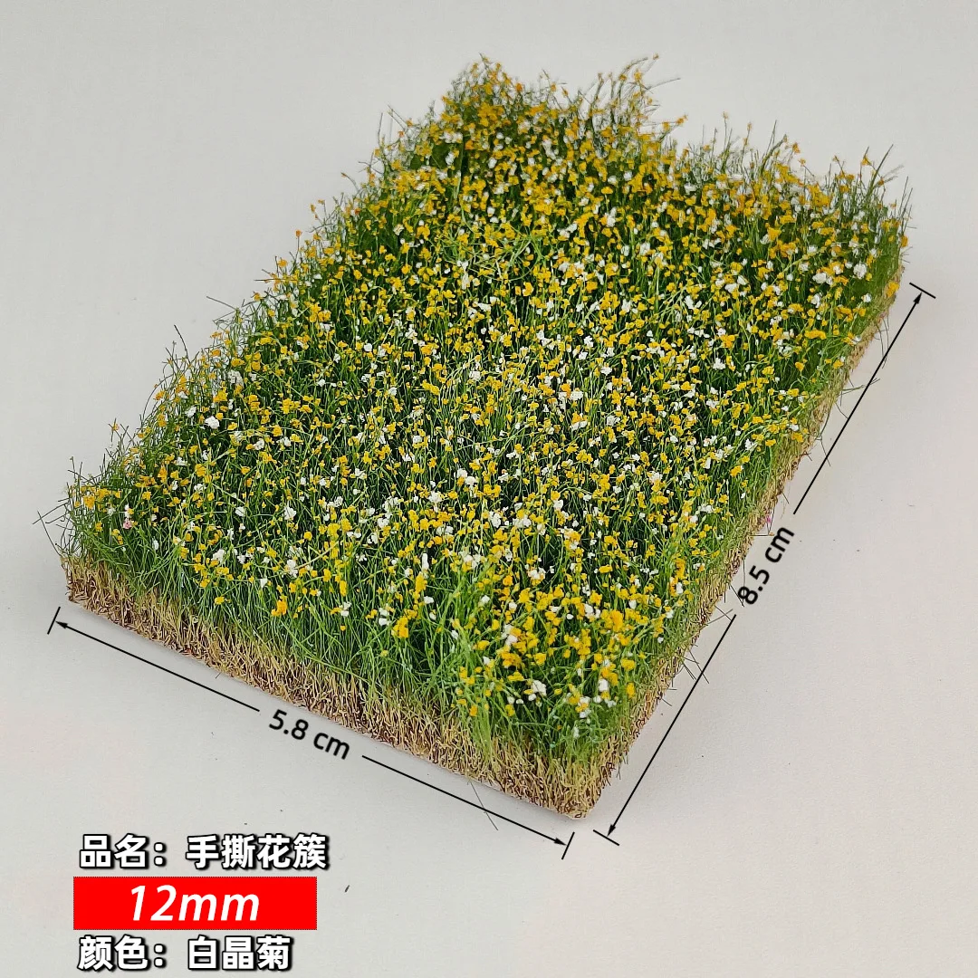 12MM Handgeschnittene Rasenblumen-Cluster-Szenenmaterialien für Militär-Sandtische, Eisenbahnlandschaften, Kriegsspielplattformen, statisches Gras – Detail 7