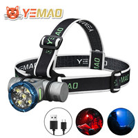 YEMAO T755 Powerful LED Front Flashlight Rechargeable Headlight 3000 Lumens Lampe Frontale 21700 Battery Head Torch  HeadLamp