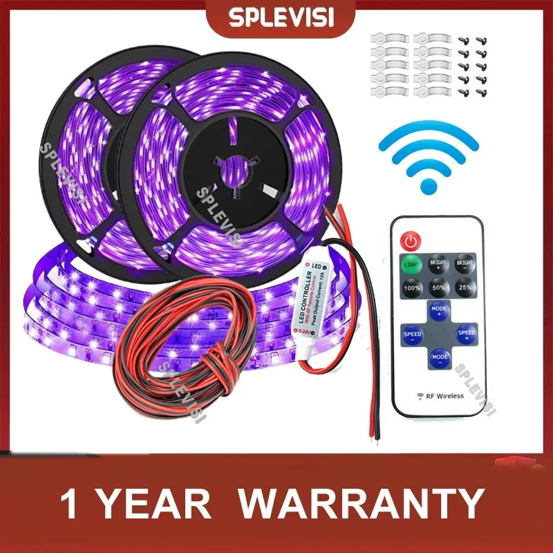 2x 5M 12v Marine Boat Ultra Violet UV Light LED Light Strip Wireless Kit ,Night Fishing Lights,Waterproof for Boat Pontoon Yacht