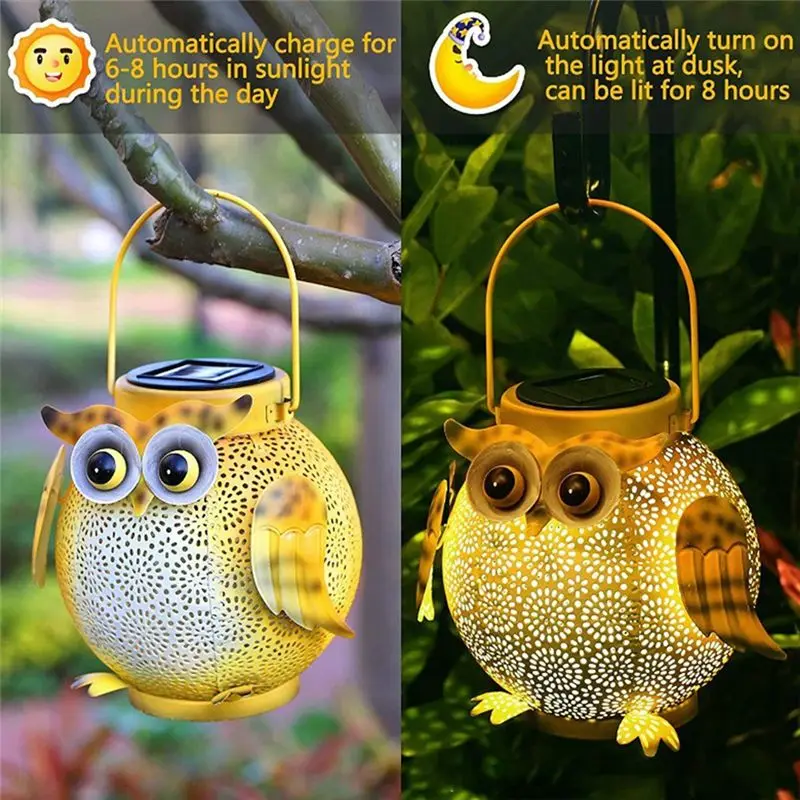 AC88-Iron Art Solar Owl Ground Light Crafts Garden Lawn Outdoor Garden Decorative Lamp LED Solar Light Hanging Landscape
