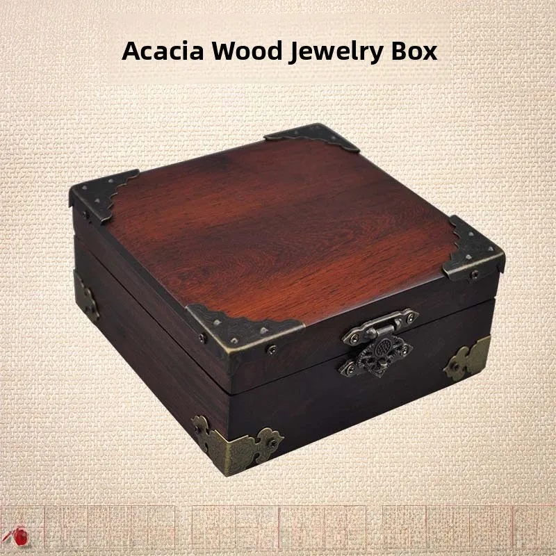 

Red Sandalwood Jewelry Box Chinese Sle Plain Surface Flip Cover Storage Box Wooden eup Organizer with Lo for Everyone