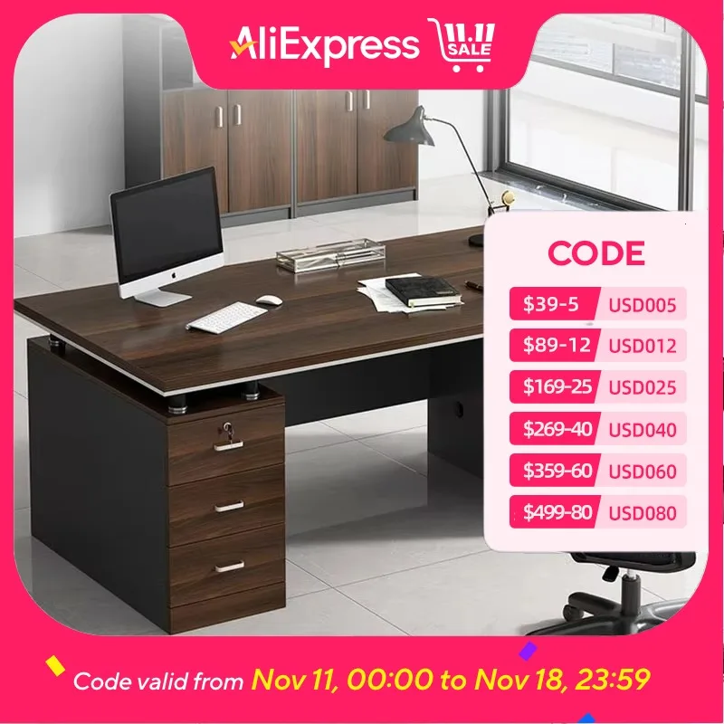 

Wood Modern Office Table Storage Brown Accessories Study Office Table Executive Writing Escritorios De Ordenador Furniture