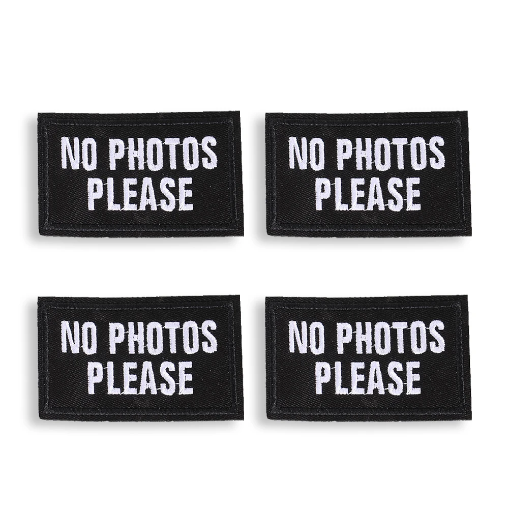 No Photos Please Embroidered Patch Tactical Hook and Loop Badge for Clothing Backpacks and Jackets
