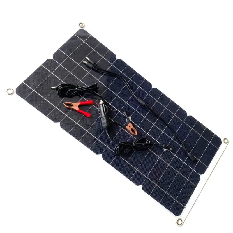 Carregador de painel solar semi flexível de 25 W com saída USB dupla DC para carregamento rápido de bateria de barco de carro de 12 V