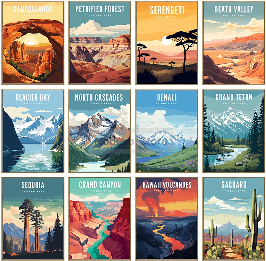 Classics Famous National Park Natural landscape Poster and Prints Canvas Painting Wall Art Pictures Home Room Decor