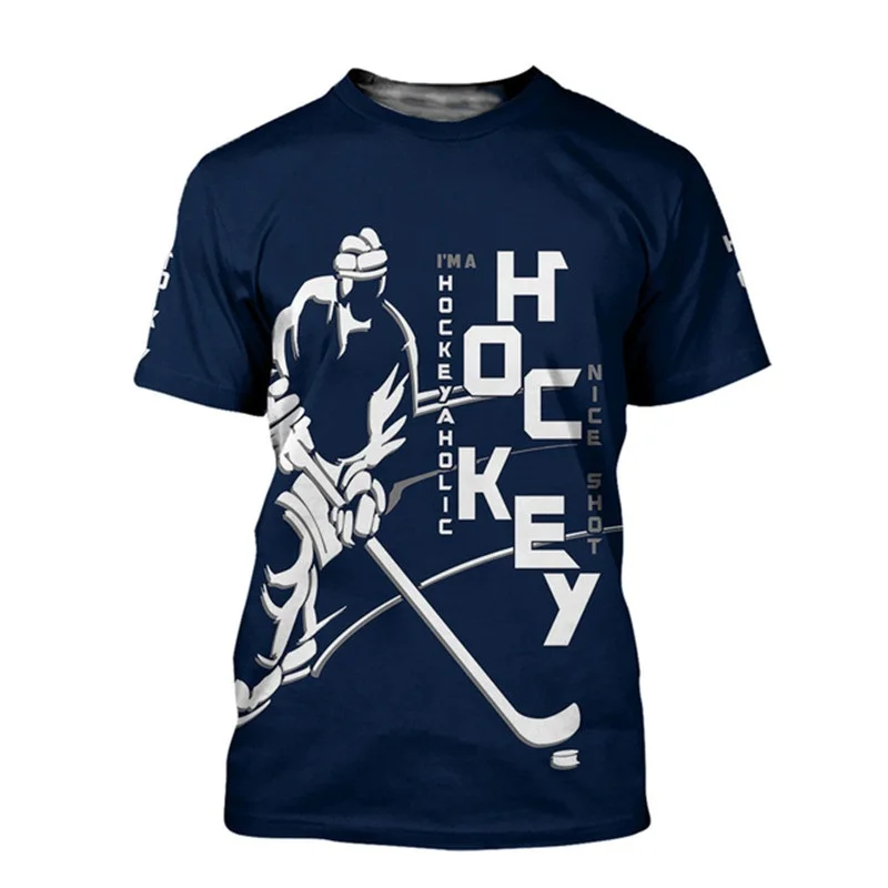 New Summer Sport Hockey  Picture Men T-Shirts  Casual 3D Print Tees Hip Hop Personality Round Neck Short Sleeve Amusing Tops