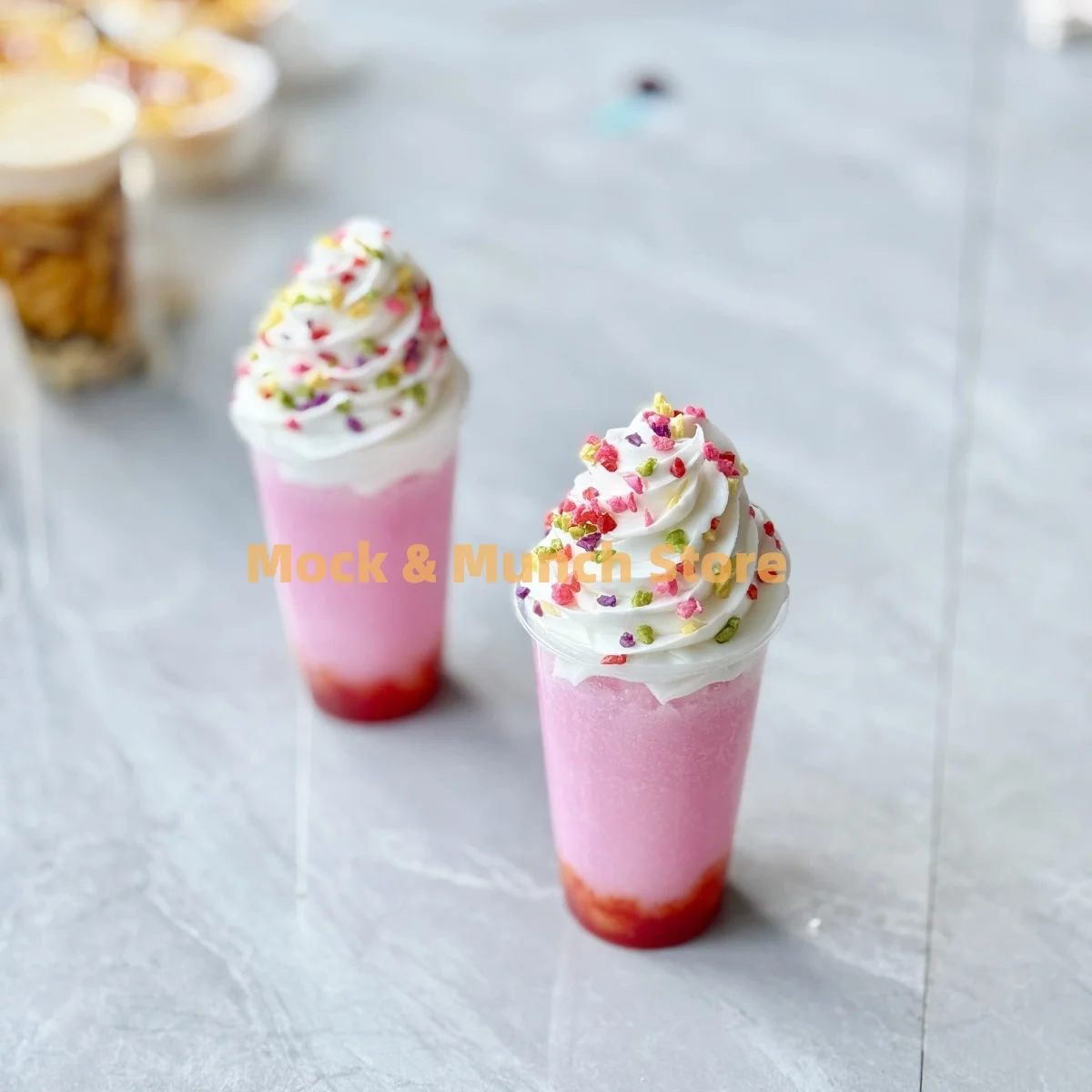 

Fake Strawberry Cream Smoothie - Realistic Blended Dessert Model, Summer Photography Prop, Cafe Display