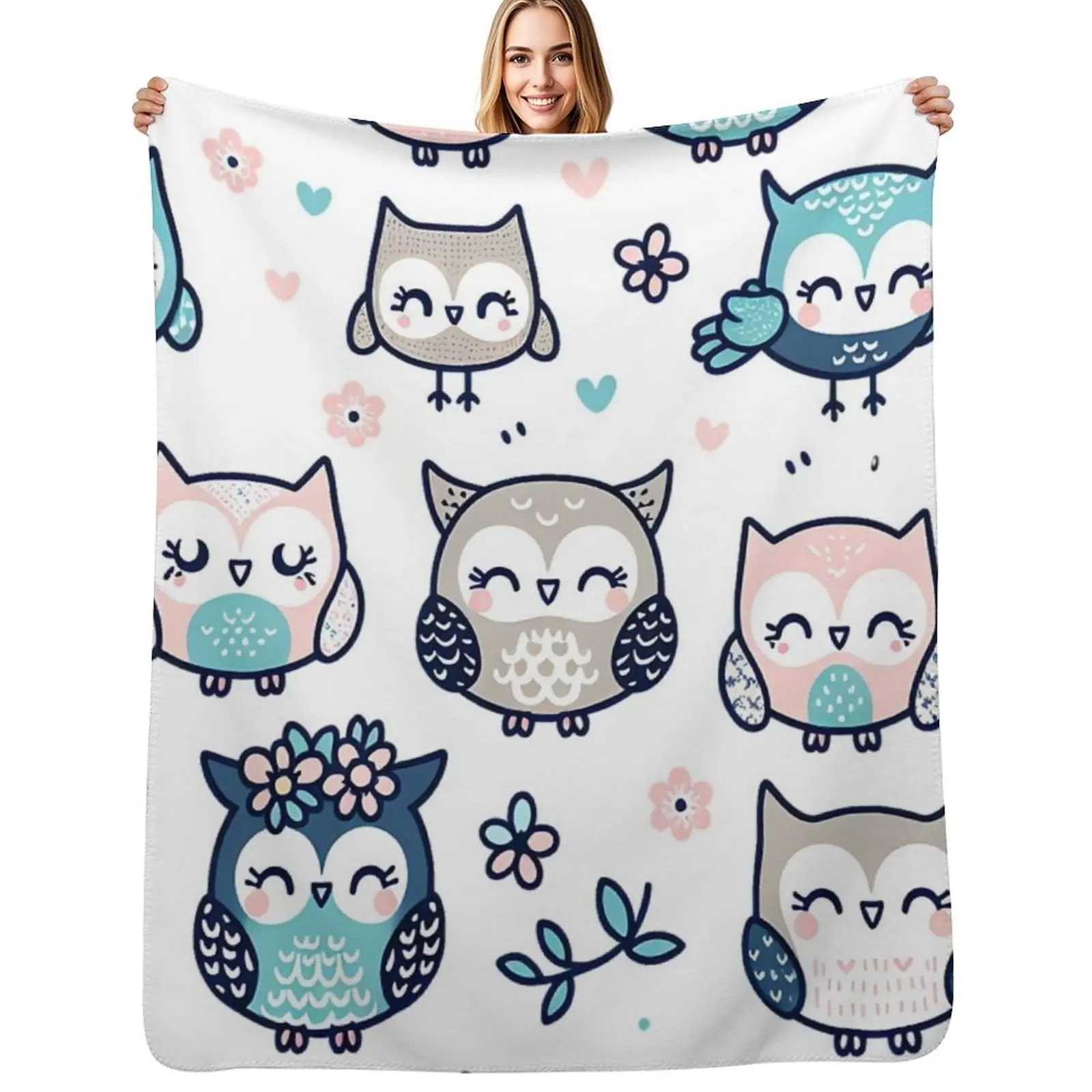 owl funny face Throw Blanket All Season Lightweight Soft Blanket for Bed