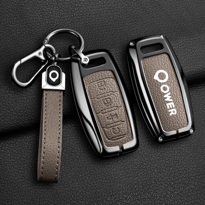 

Alloy+Leather Car Remote Key Case Cover For Great Wall Ower GWM P Series Pickup 2019 2020 Auto Protecto Shell Accessorie