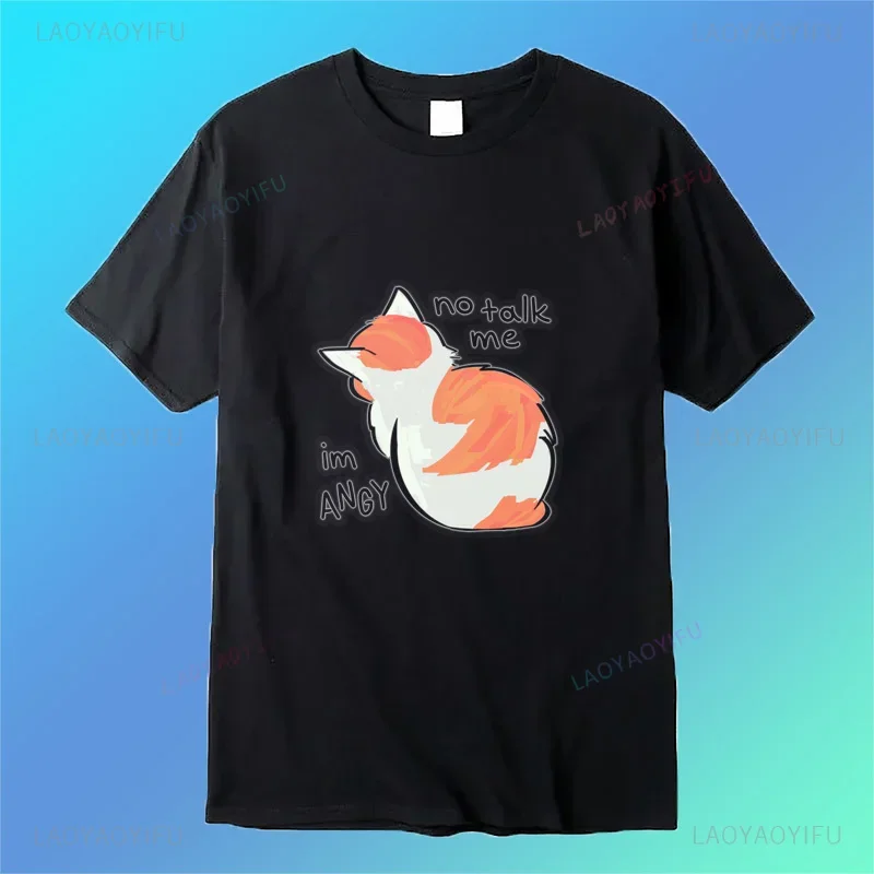 No Talk Me Cute angry cat print Comfortable fashion Breathable Street wear trend Harajuku men women universal T-shirts