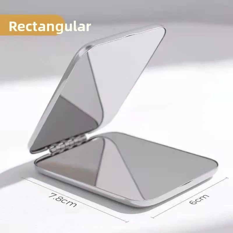 개인화 된 휴대용 여성 스테인레스 스틸 메이크업 거울 핸드 포켓 접힌 측면 화장품 메이크업 거울 작은 다양한 모양