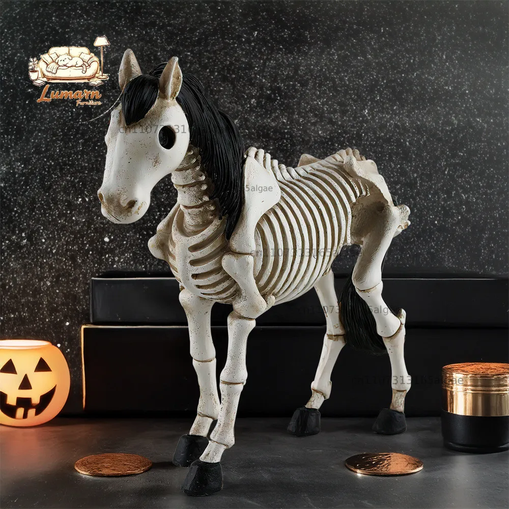 Simulated horror skeleton skeleton horse Halloween resin ornament holiday desktop creative decoration gift