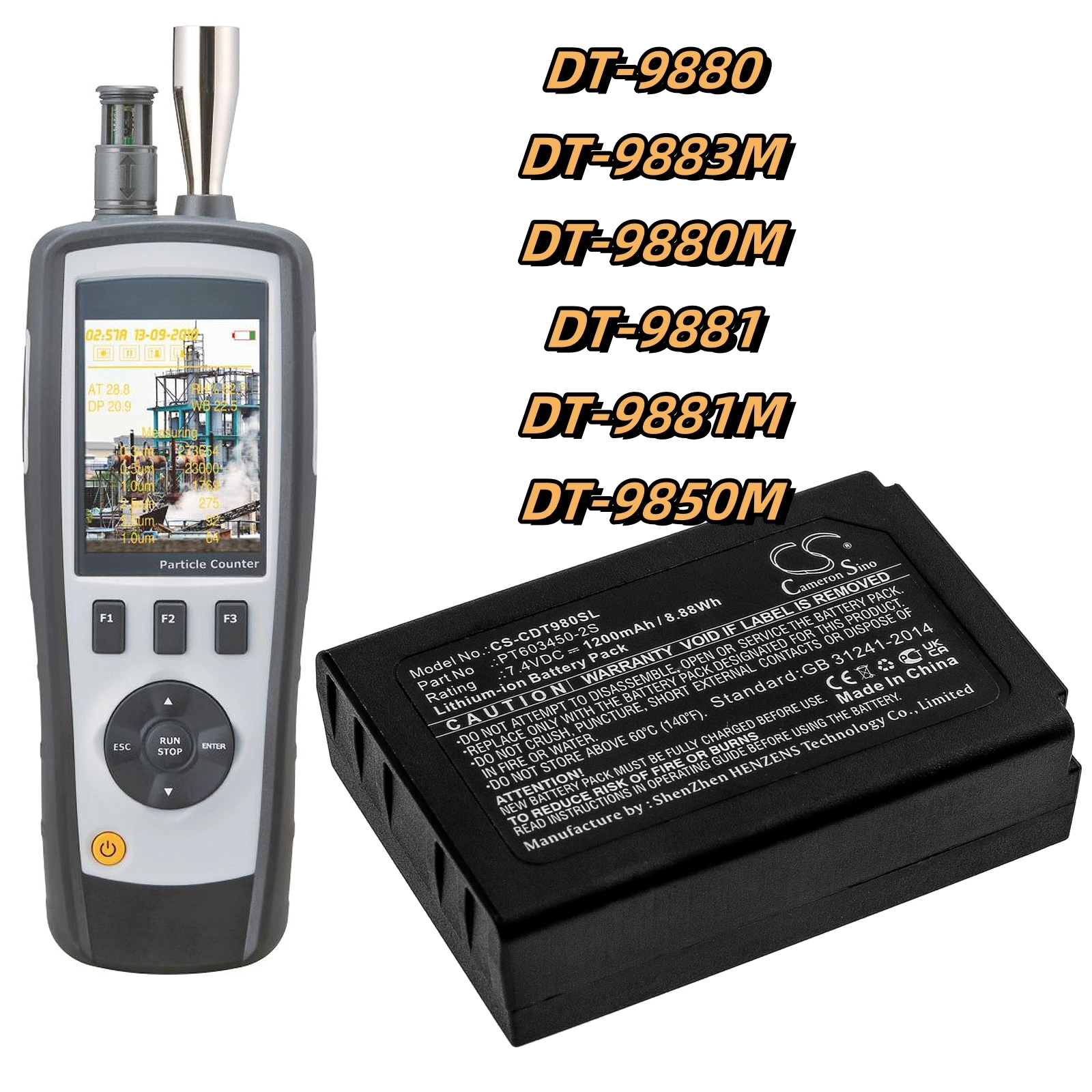 

Replacement Battery for CEM:PT603450-2S,DT-9880,DT-9881,DT-9883M,DT-9880M,DT-9881M,DT-9850M,Equipment, Survey, Test-1200mAh