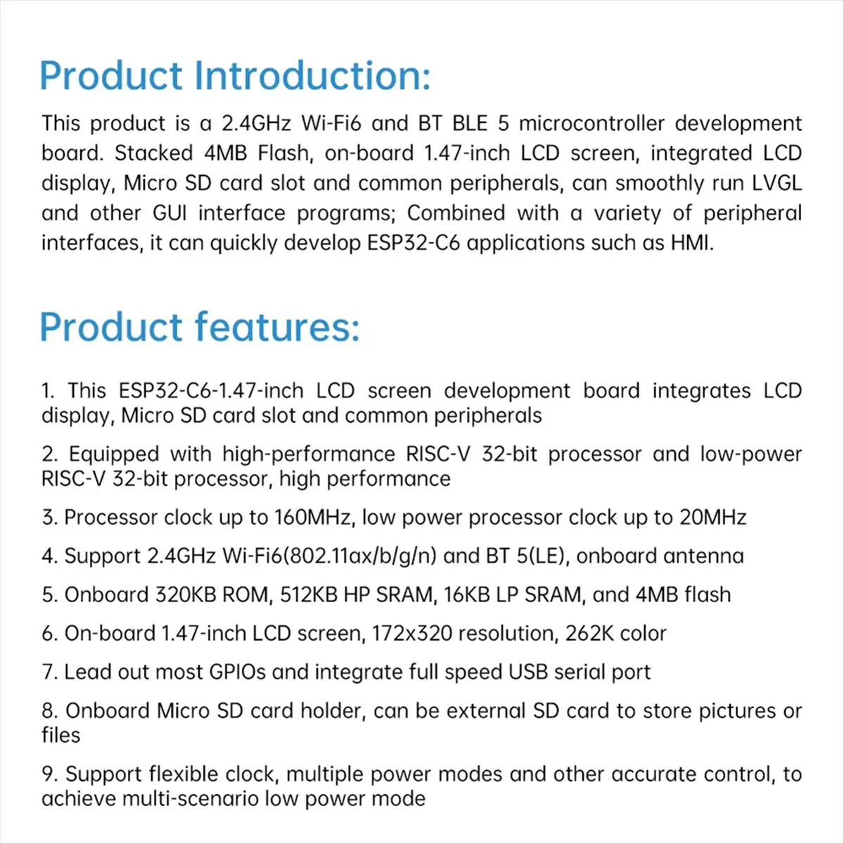 

(ABDH) Esp32-C6 1.47-Inch Lcd Screen Development Board Wifi 6 Bluetooth 5 Onboard Rgb Color Led Type-C Interface