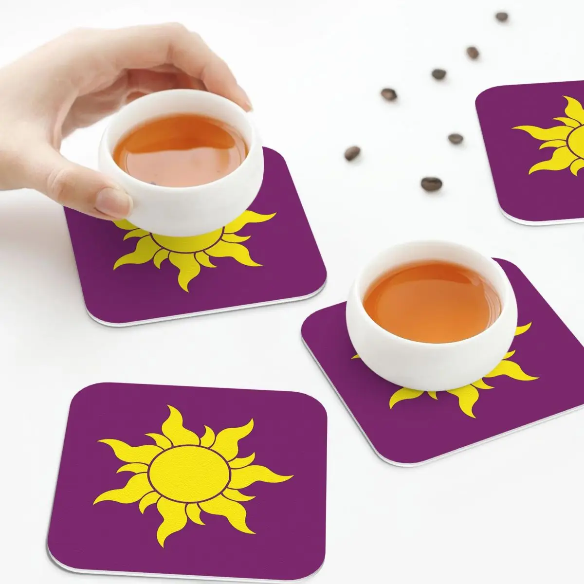 

Рапунцель, подставки от солнца, кухонные салфетки, водонепроницаемые изоляционные коврики для чашек, кофейные коврики для декора, домашняя посуда, подушечки, набор из 4 шт.